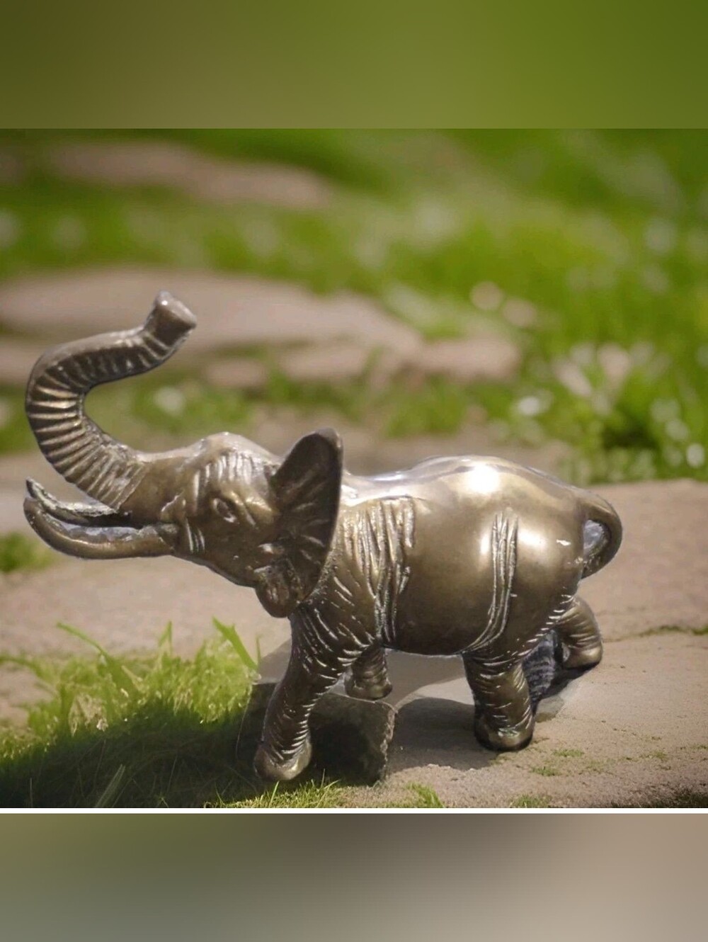 Brass Lucky African-Style Elephant Trunk-Up Full Stand, Vintage, EUC